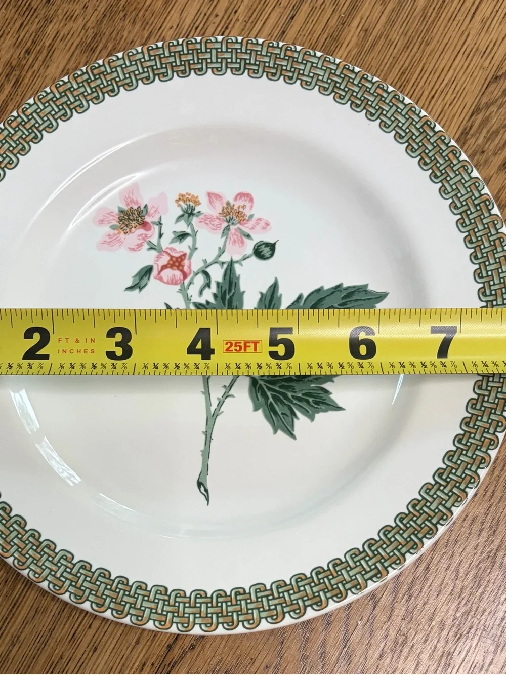 White Ceramic Fruit-Pattern Dinnerware Bowl with Green Trim